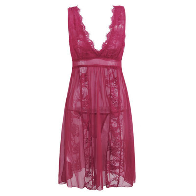 

Sexy Sleepwear Sleeveless Lace night dress night gown Cup Trim Knit Dress For Women Black Nightgown Red Rose lingerie Nightwear