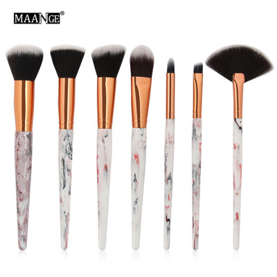 

MAANGE 7Pcs Marble Texture Makeup Brushes Tool Kit Foundatin Powder Eye Shadow Contour Blush Cosmetic Marbling Fan Brush D2