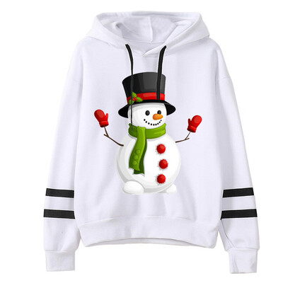 

Tailored Women Stripe Long Sleeves Christmas Snowman Printing Hoodie Sweatershirt Tops