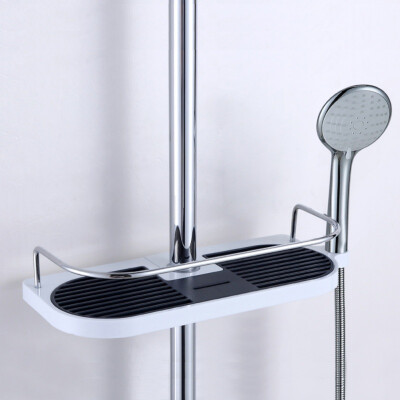 

Practical Bathroom Pole Shower Storage Rack Holder Organizer Bathroom Shelves Shower Shampoo Tray Single Tier Shower Head Holder