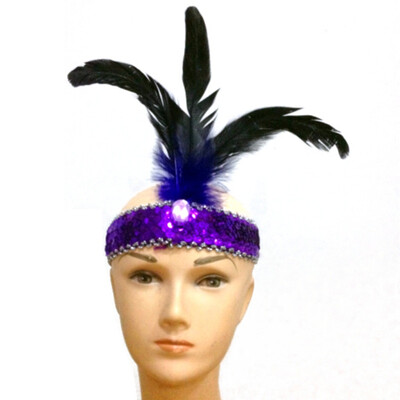

Cheap High Quality 3 Feather Headband Flapper Sequin Fancy Dress Costume Hair Band Headpiece