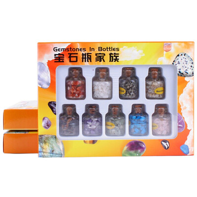 

9 Bottles Mini Stones Natural Semiprecious Crystal Healing Mini Tumbled Stones Wishing Bottle Stone Set Decoration Craft