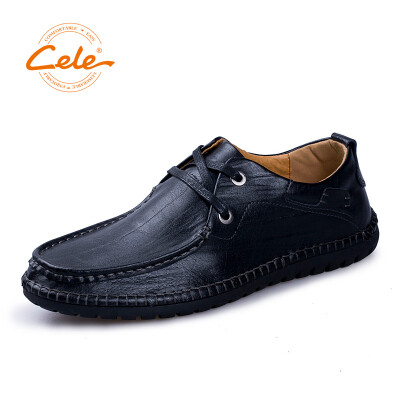 

Celebrity CELE mens business casual leather shoes suede leather straps soft bottom hand stitching black 40 yards M9A1B17201