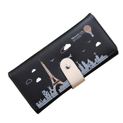 

Fashion Tower Pattern Wallet Women Long Button Coin Purse Card Holder Clutch