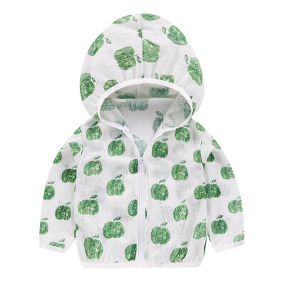 

Kids Sun Protection Clothing Coat Unisex Cute Cartoon Print UV Protection Quick Dry Thin Jacket with Hooded Zipper Baby Coat