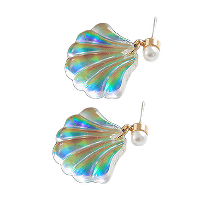 

Korean Temperament Pearl Color Shell Earrings Handmade Sweet Rainbow Minimalist Female Earrings