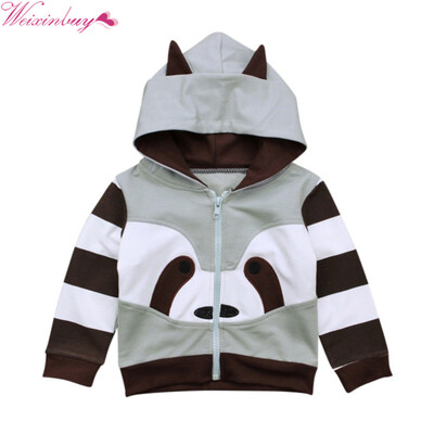 

New Arrival Baby Kids Cartoon Raccoon Autumn Coats Full Sleeve Baby Kids Cotton Zipper Hooded Jackets Outwear 1-6Y