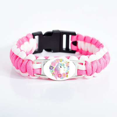 

8 Styles Unicorn Horse Adjustable Bracelets Camping Hiking Outdoor Survival Rope Para cord Bracelet Women Girls Jewelry Gift