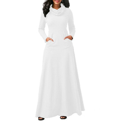 

Hot SOVALRO Plus Size Warm Dress Casual Pocket Long Sleeve Vintage Long Dress Elegant Dress -5XL