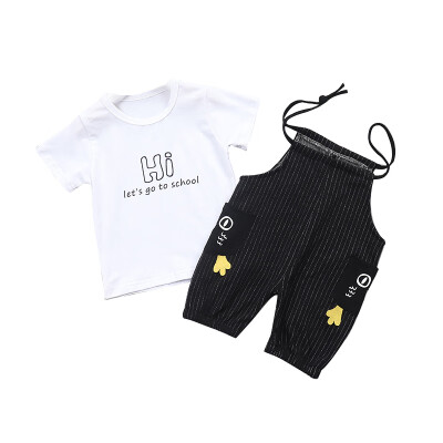 

Kid Clothes Summer Baby Boys Clothes Short Sleeve Letter Print Tops T-shirtSuspender Pants Children Casual Outfits Sets