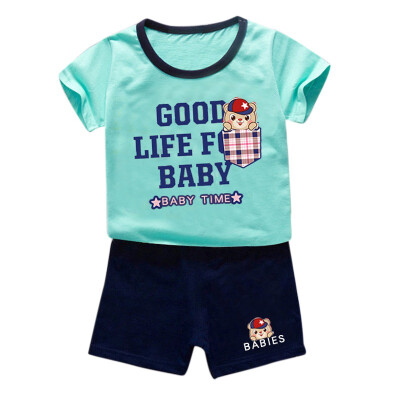 

Children Clothing Set Summer Baby Boy 1-4Y Short Sleeve Letters Print T-shirt Casual Pant Clothes Set for Kids Boys