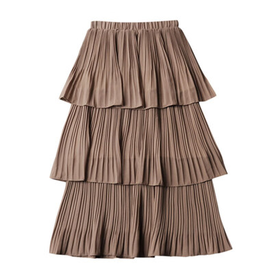 

Summer Sweet Thin Fairy Cake Skirt Women Solid Pleated Long Skirt Ladies High Waist Elegant Skirts
