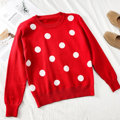 

Women Sweater New Autumn Winter Warm Long Sleeve Knitted Sweaters Pullover Dot Jumper Female Casual Pull Femme jersey mujer