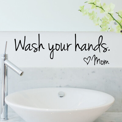 

Wash Your Hands Vinyl Quote Wall Decal Stickers Family Rule Bathroom Toilet Decoration Mural Removable Self Adhesive Wallpaper