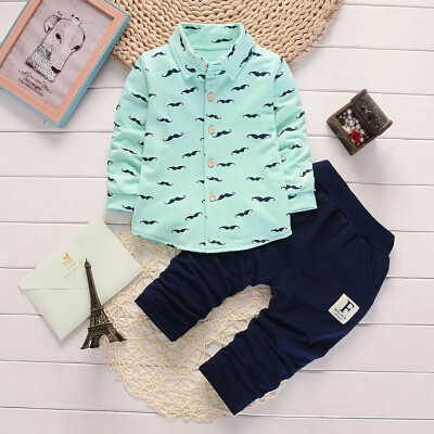 

Children baby clothing boy&girl Summer print suit Short sleeve shirt 2 pieces set popular fashionable