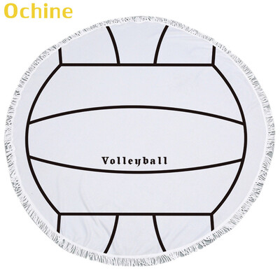 

150cm Summer Swimming Bath Towel Ball Pattern Round Microfiber Fringed Beach Towel Mat Carpet Blanket
