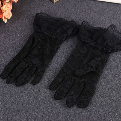 

Women Ladies Sexy Lace Flower Driving Gloves Sunscreen Glove Bridal Party Elegant Lace Finger Mittens Gloves