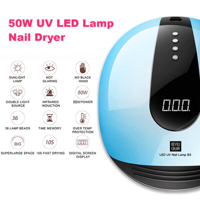 

50W UV LED Lamp Nail Dryer for Manicure Nails Curing Lamp Smart Polish Sensor Light Nail Art Tools Blue 220V