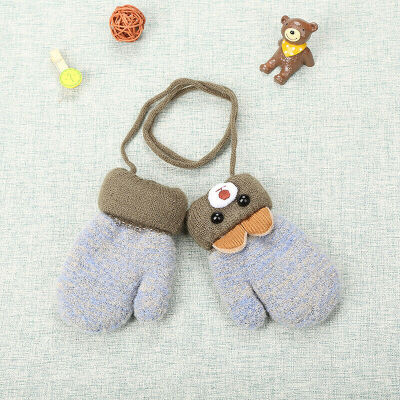 

Winter Warm Toddlers Baby Boy Girl Kids Thick Fur Cartoon Bear Gloves Mittens