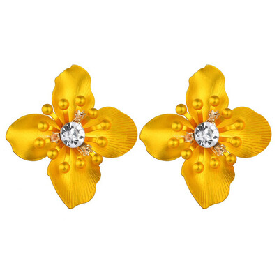 

1 Pair Women Flower Stud Earrings Boho Rhinestone Drop Dangle Earrings Jewelry