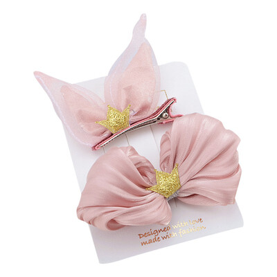 

Children Transparent Mesh Rabbit Ears Hair Clips Bow Crown Headdress Shiny Hair Clips 0-5Y 2pcs Lovely Baby Headwear