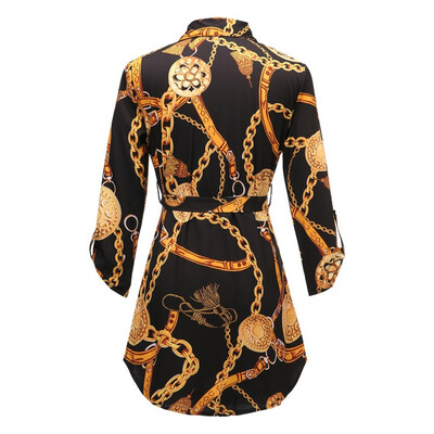 

Women Blouses Lapel Lace Up Button Tops Sexy Middle Sleeve Print Women Blouses Casual Top Blouse Chemise Femme vestido