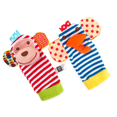 

2Pcs Cute Cartoon Animal Monkey Elephant Shape Baby Wrist Band Foot Sock Rattle Set Funny Children Developmental Puzzle Toy