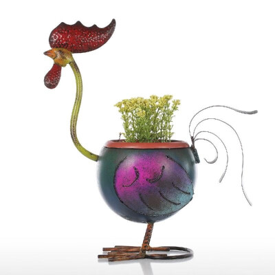 

Tooarts Rooster Flowerpot Gift Home Decoration Metal Multicolor