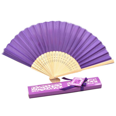 

Wedding Decoration Back Ceremony Solid Color Elegant Silk Cloth Folding Fan 12 Colors Party Decoration