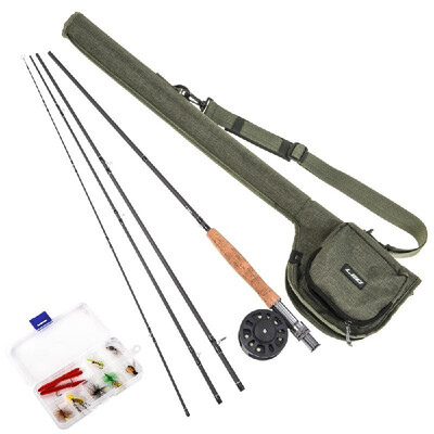 

9 Fly Fishing Rod&Reel Combo with Carry Bag 10 Flies Complete Starter Package Fly Fishing Kit