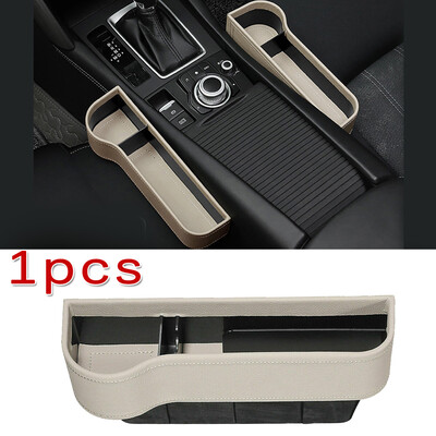 

1X Car Seat Gap Catcher Filler Storage Box Pocket Organizer Holder Leather Beige
