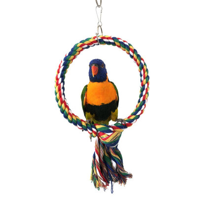 

Pet Bird Toys Cotton Rope Round Ring Climbing Ring Cotton Rope Parrots Toys Resistant To Chewing