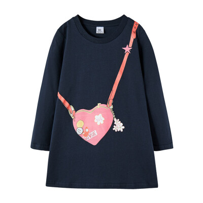 

New Autumn Casual Baby Girls Dress 3-8T Lovely Fake Bag Print Long Sleeve T-shirt Dress Kids Toddler Girl Dress