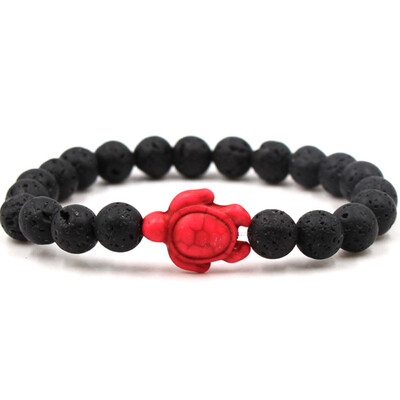 

8Mm Black Lava Stone Beads Bracelet Turquoise Sea Turtle Bracelet Beach Jewelry For Men Women Yoga Energy Friendship Bracelet