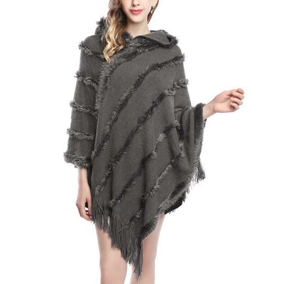 

Women Fashion Irregular Cloak Sweater Pullover Winter Warm Poncho Outwear 2019