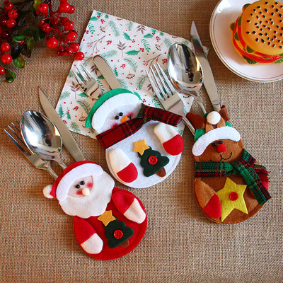 

JPGIF Christmas Xmas Decor Santa Kitchen Tableware Holder Pocket Dinner Bag