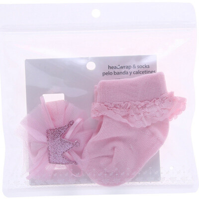 

Newborn baby girl socks hair band 2PCS fashion crown flower cotton baby girl socks birthday cute baby girl socks set