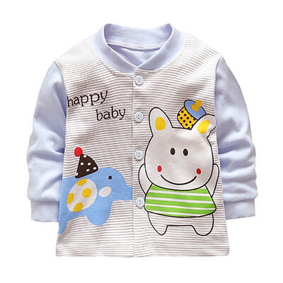 

Autumn Baby Coats Boys Girls Jacket Outerwear Kids Stripe Cartoon Print Casual Cotton Outerwear For Children