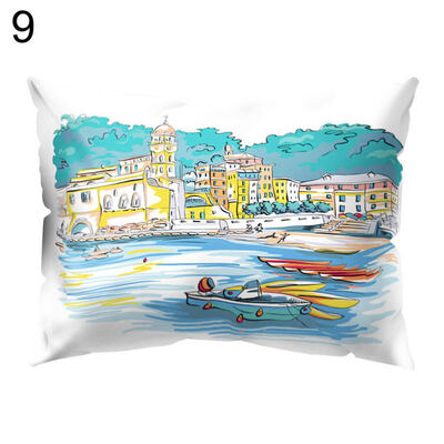 

Soft Pillow Case England House Pattern Cushion Cover Home Office Car Decoration