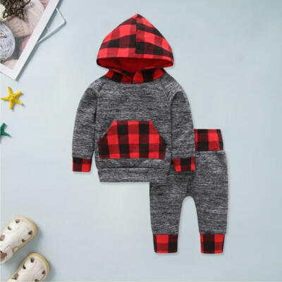 

US Newborn Baby Boys Girl Christmas Outfit Hoodie Tops Long Pants Cotton Clothes