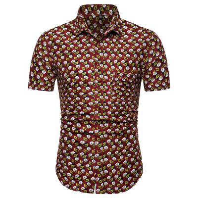 

Tailored Mens Summer Casual Slim Short Sleeve Printed Shirts Top Beach Blouse