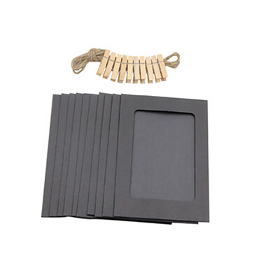 

JPGIF 10Pcs 3Inch Paper Photo Flim DIY Wall Picture Hanging Frame AlbumRopeClips Set