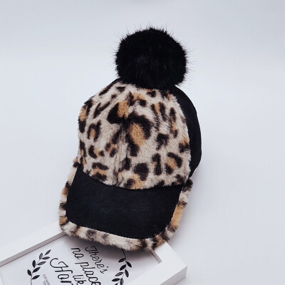 

New Autumn Winter Baby Hat 2-7T Boys Girls Leopard Print Baseball Cap Children Tennis Casual Hip Hop Sun Corduroy Caps With Ball