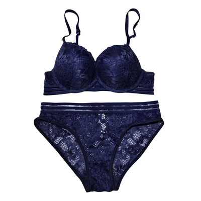 

Luxurious Noble Floral Embroidery Padded Adjusted-straps Sexy Women Lace Bra Set Lingerie Ultrathin Transparent Briefs Set