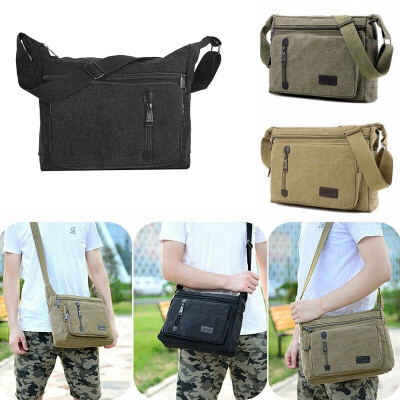 

Mens Retro Shoulder Messenger Bag Canvas Shoulder Bag School Military Messenger Bag Khaki Army Green Black