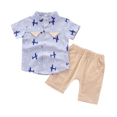 

Summer Children clothes Baby Boys clothes Casual Short Sleeve Aircraft Print T-shirt TopsShorts Costume Set