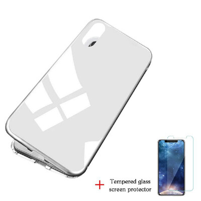 

Magneto Magnetic Adsorption Case Clear Tempered Glass Red Clear i-phone XR