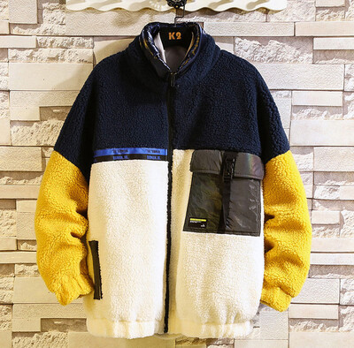 

Toponeto Mens New Fashion Solid Color Casual Warm And Comfortable Splice Cotton Coat