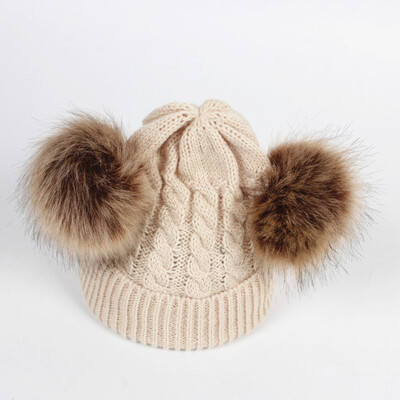 

Beanies Baby Hat Pompon Winter Children Hat Knitted Cute Cap For Girls Boys Casual Solid Color Girl Hat Baby Beanies Keep warm