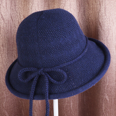 

Autumn&winter new Japanese art fisherman hat ladies wool knitted cotton bow Joker warm basin hat tide